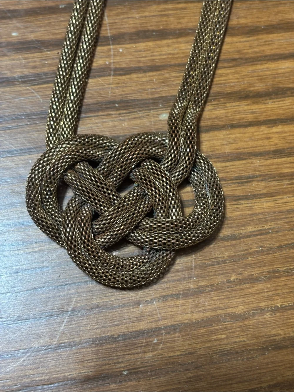 Bijoux Terner Gold Tone Heart Knot Mesh Chain Necklace